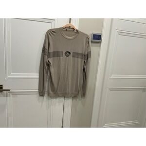 Versace Mens Medusa Head Logo Knit Sweater Taupe Beige Crewneck Long Sleeve
